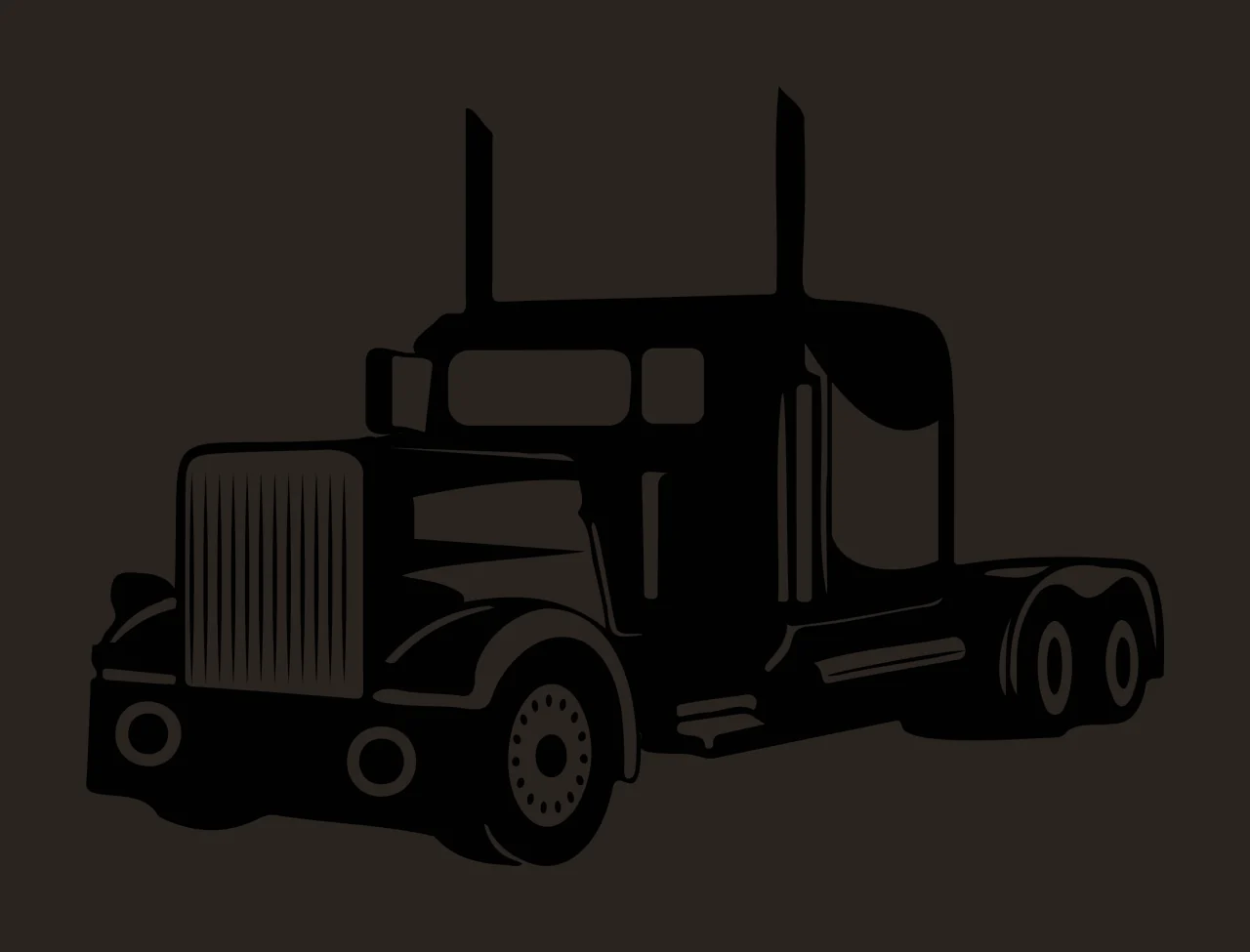 Truck Semi Silhouette Side Profile View standing wheels exhaust pipes contrast preview thumbnail