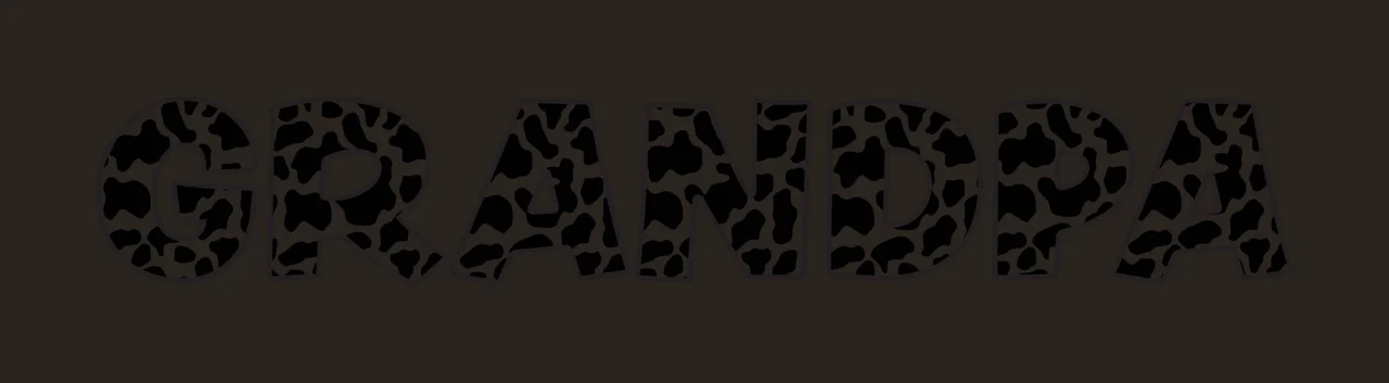 GRANDPA Typography Design with letters, cow print pattern and black outlines in white contrast preview thumbnail