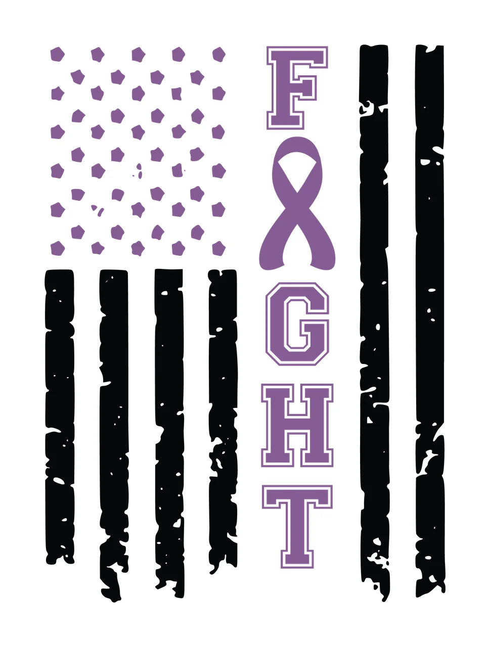 Fight Flag With Ribbon Icon stars stripes distressed black