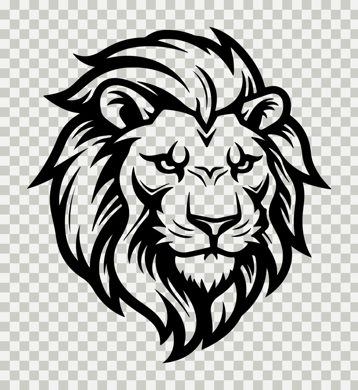 Lion Head Detailed Silhouette Icon mane graphic illustration transparency and detail preview thumbnail
