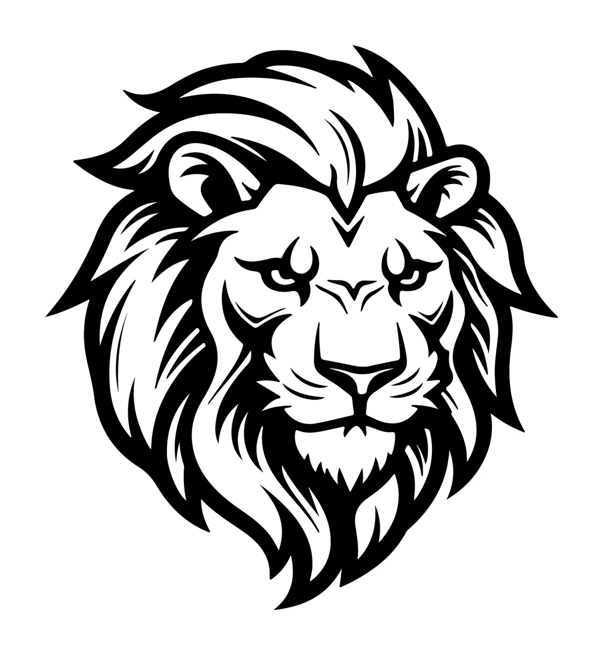 Lion Head Detailed Silhouette Icon mane graphic illustration