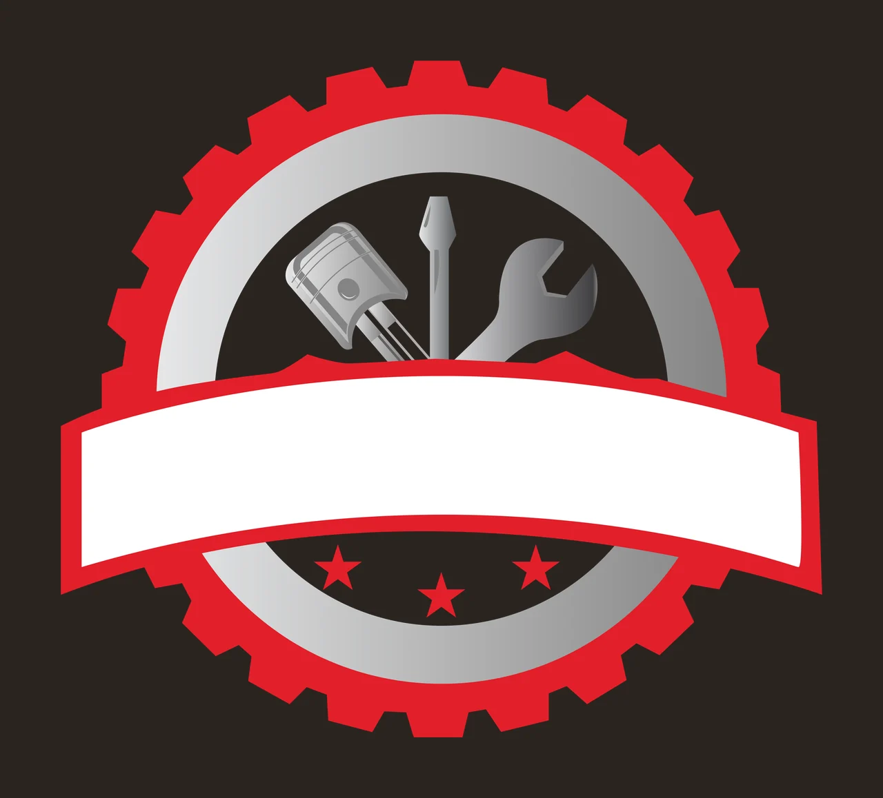 Black Gear Emblem With Tools And Three Stars shovel screwdriver contrast preview thumbnail
