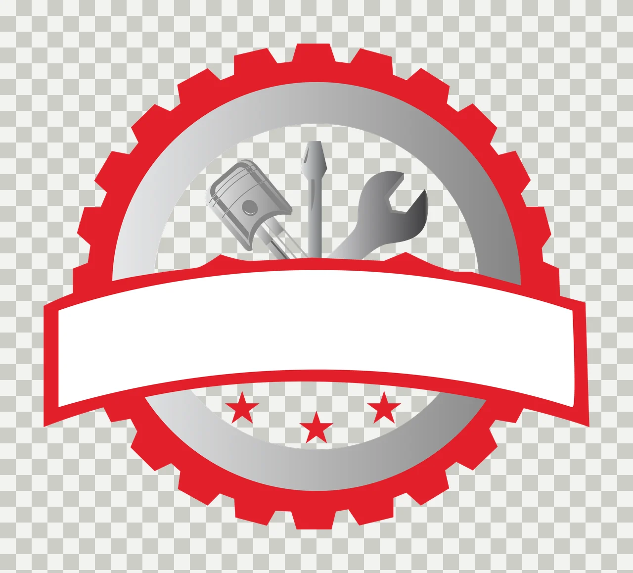 Black Gear Emblem With Tools And Three Stars shovel screwdriver transparency and detail preview thumbnail