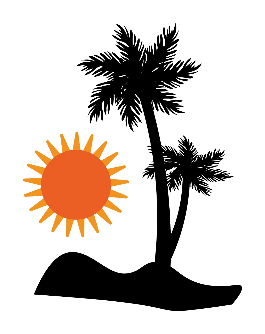 Palm Tree Trees And Sun Graphic Silhouette landscape stationary