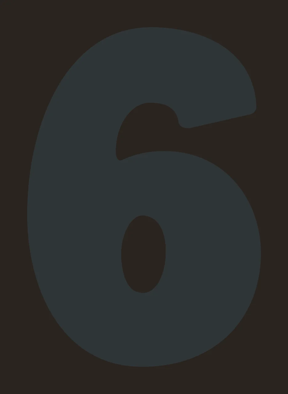 Number 6 Six Black Silhouette bold plain white typography digit contrast preview thumbnail