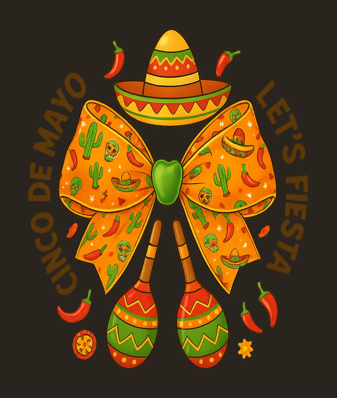 With Bow Sombrero And Maracas In Black peppers cactus contrast preview thumbnail
