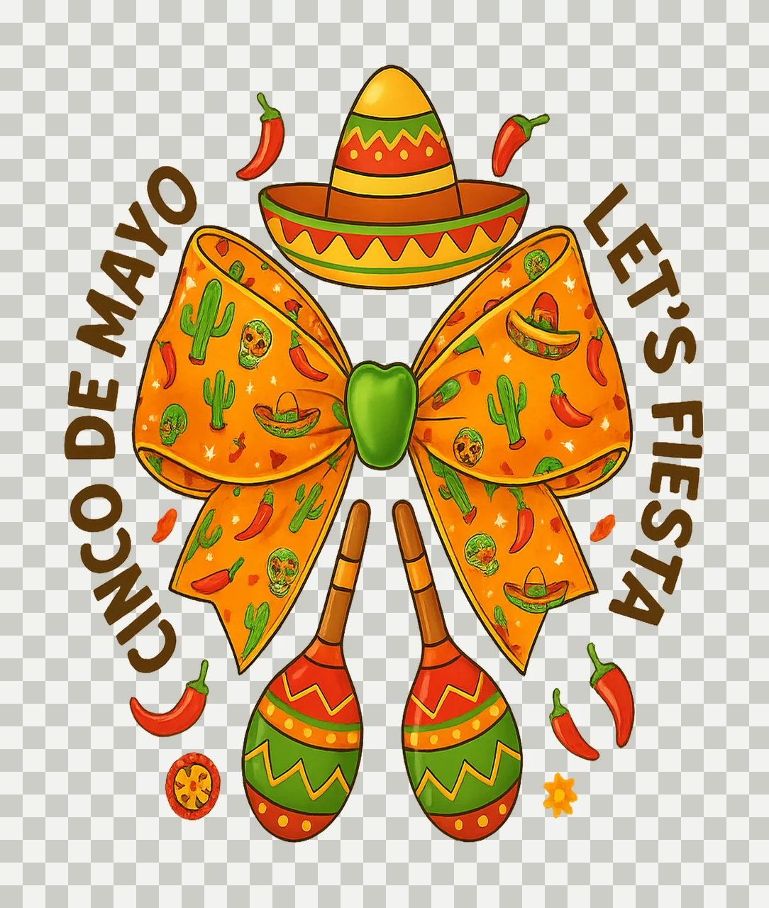With Bow Sombrero And Maracas In Black peppers cactus transparency and detail preview thumbnail