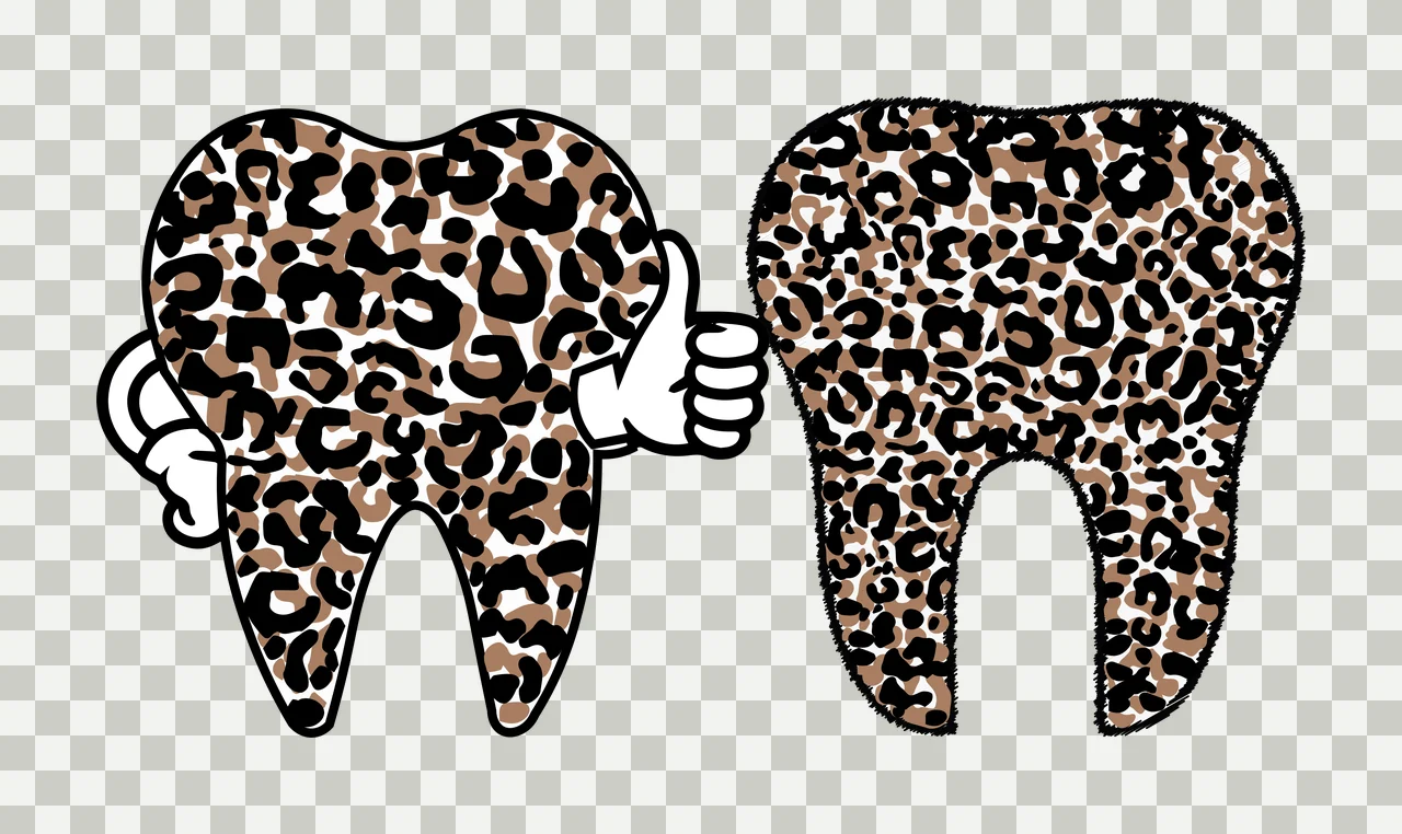 Dental Tooth Two Molar Teeth With Different Patterns dots outline transparency and detail preview thumbnail