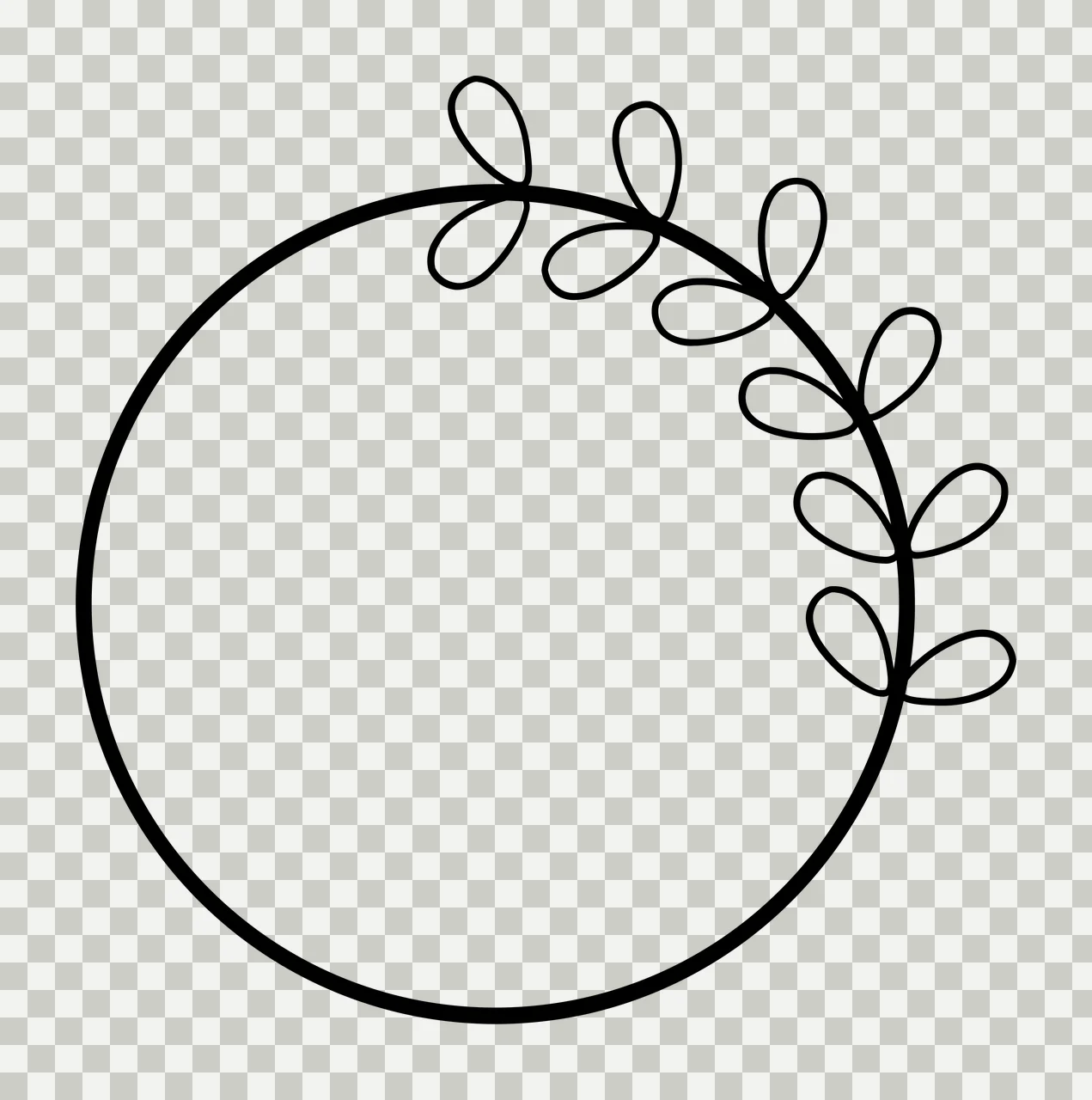 Keychain Circle Frame With Vine Leaves circular decorated line art transparency and detail preview thumbnail