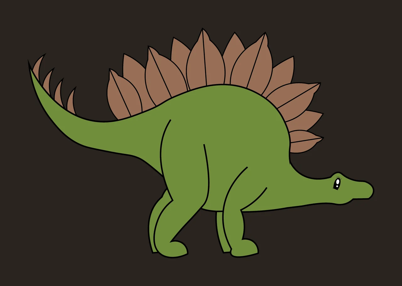 Dinosaur Stegosaurus Profile Silhouette walking plates tail spikes contrast preview thumbnail