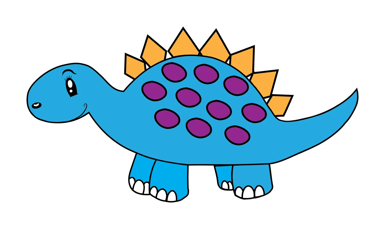 Dinosaur Stegosaurus Silhouette Side View Standing plates Black