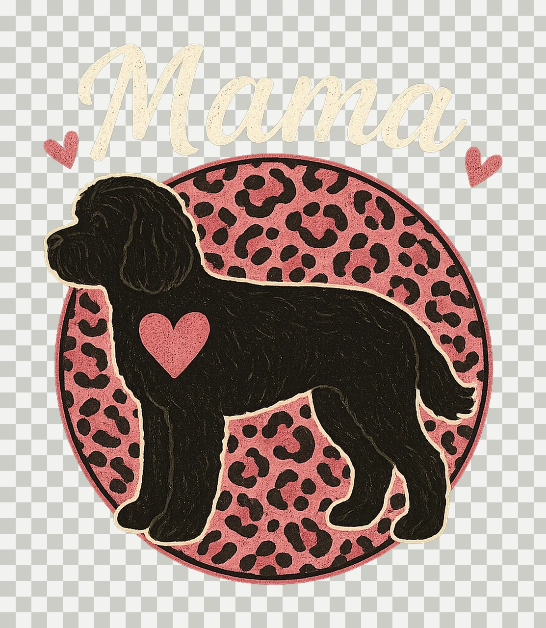 Cockapoo Mama Pink Leopard Hearts Dog Mom Sublimation Design transparency and detail preview thumbnail