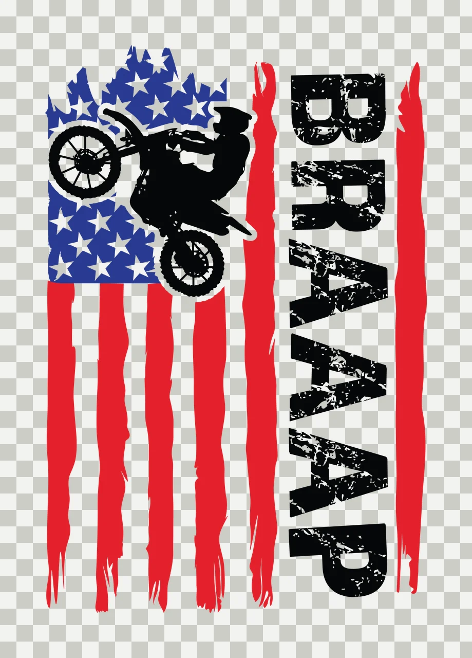 Braaap Flag Motorcycle Performing A Wheelie Over Vertical Variation transparency and detail preview thumbnail