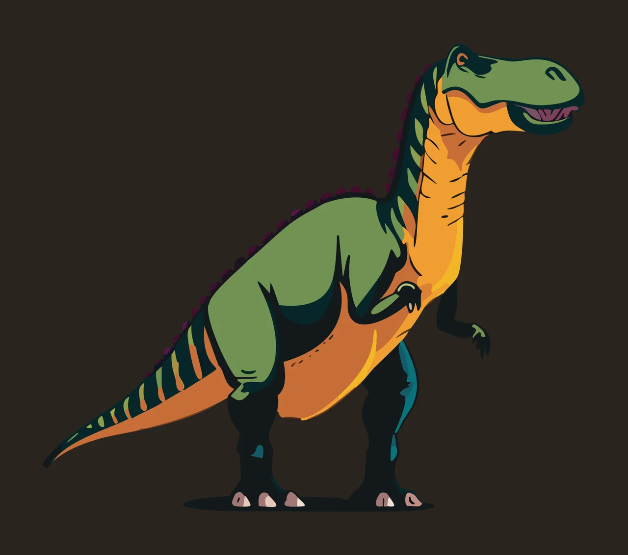 Dinosaur Large Silhouette Standing Profile teeth tail claws contrast preview thumbnail