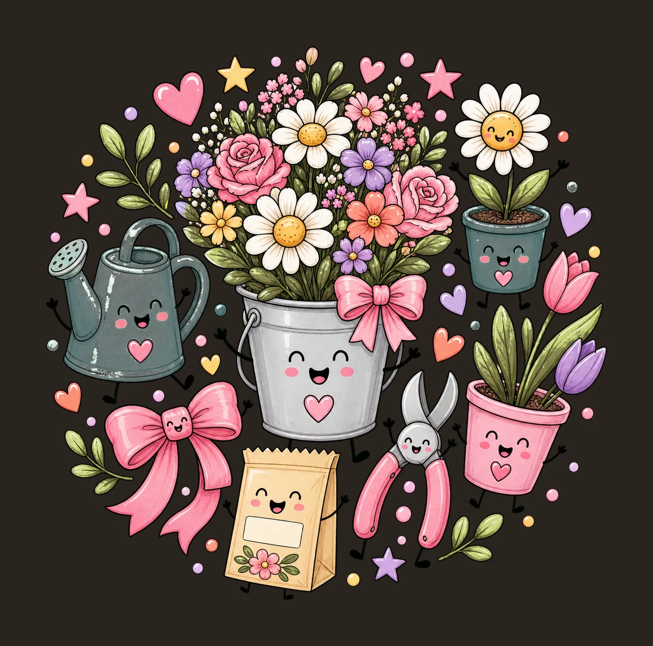 Florist Flower Shop Design Doodle Style Variation B contrast preview thumbnail