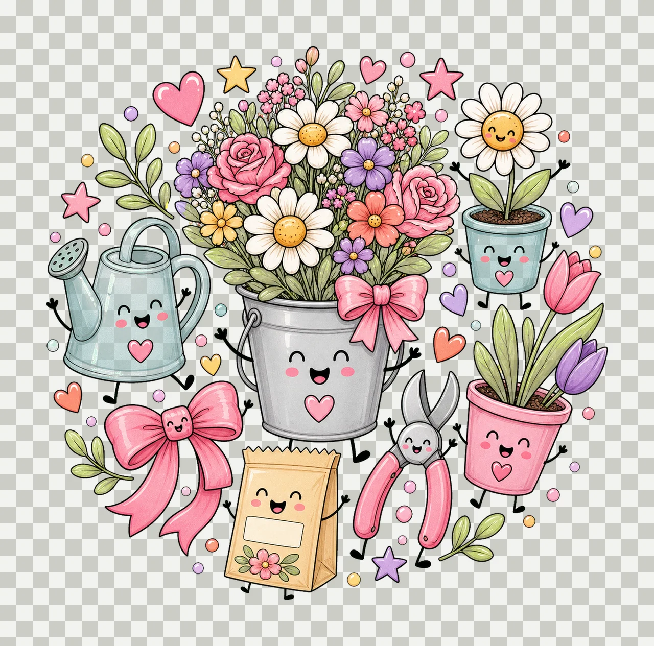 Florist Flower Shop Design Doodle Style Variation B transparency and detail preview thumbnail