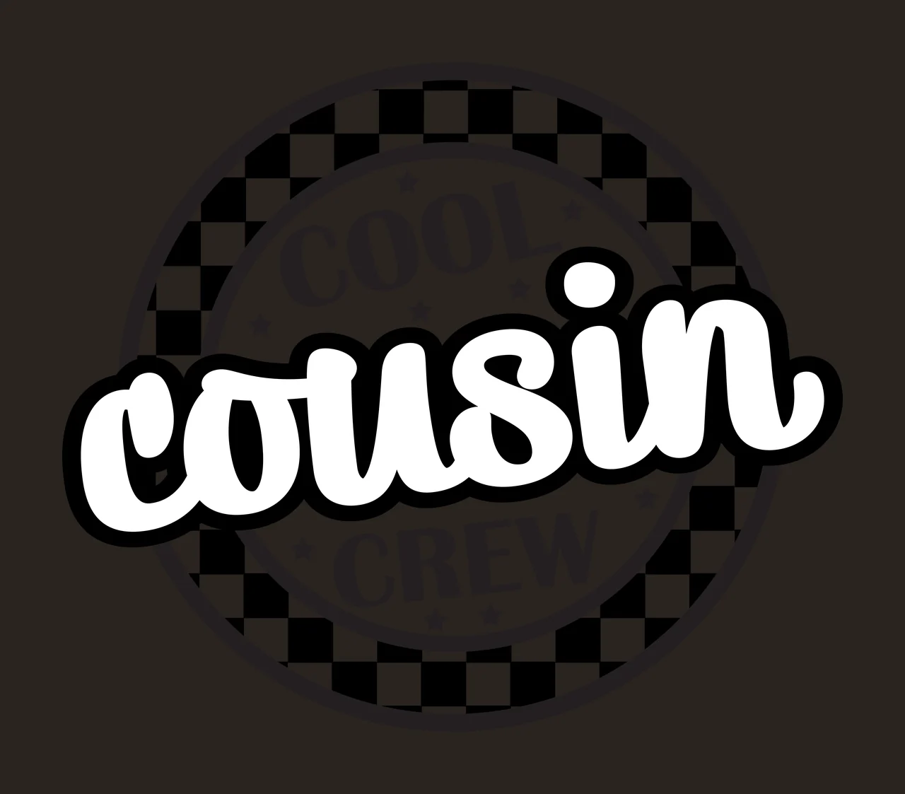 Cool Crew Round Badge Design presented circle stars black white contrast preview thumbnail