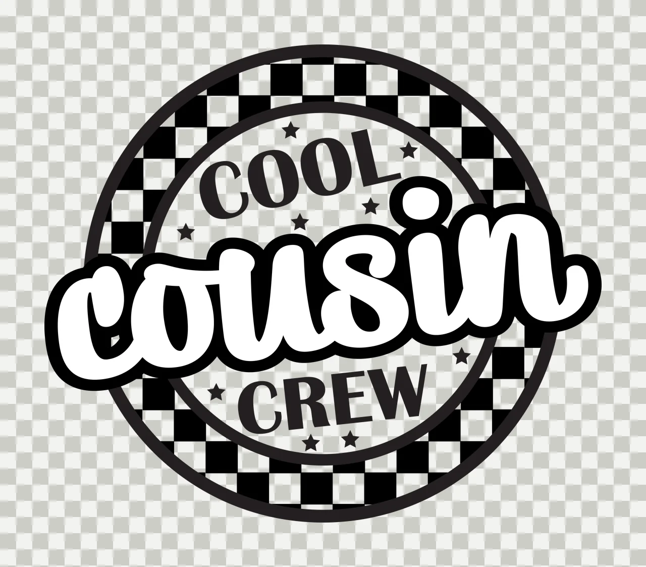 Cool Crew Round Badge Design presented circle stars black white transparency and detail preview thumbnail