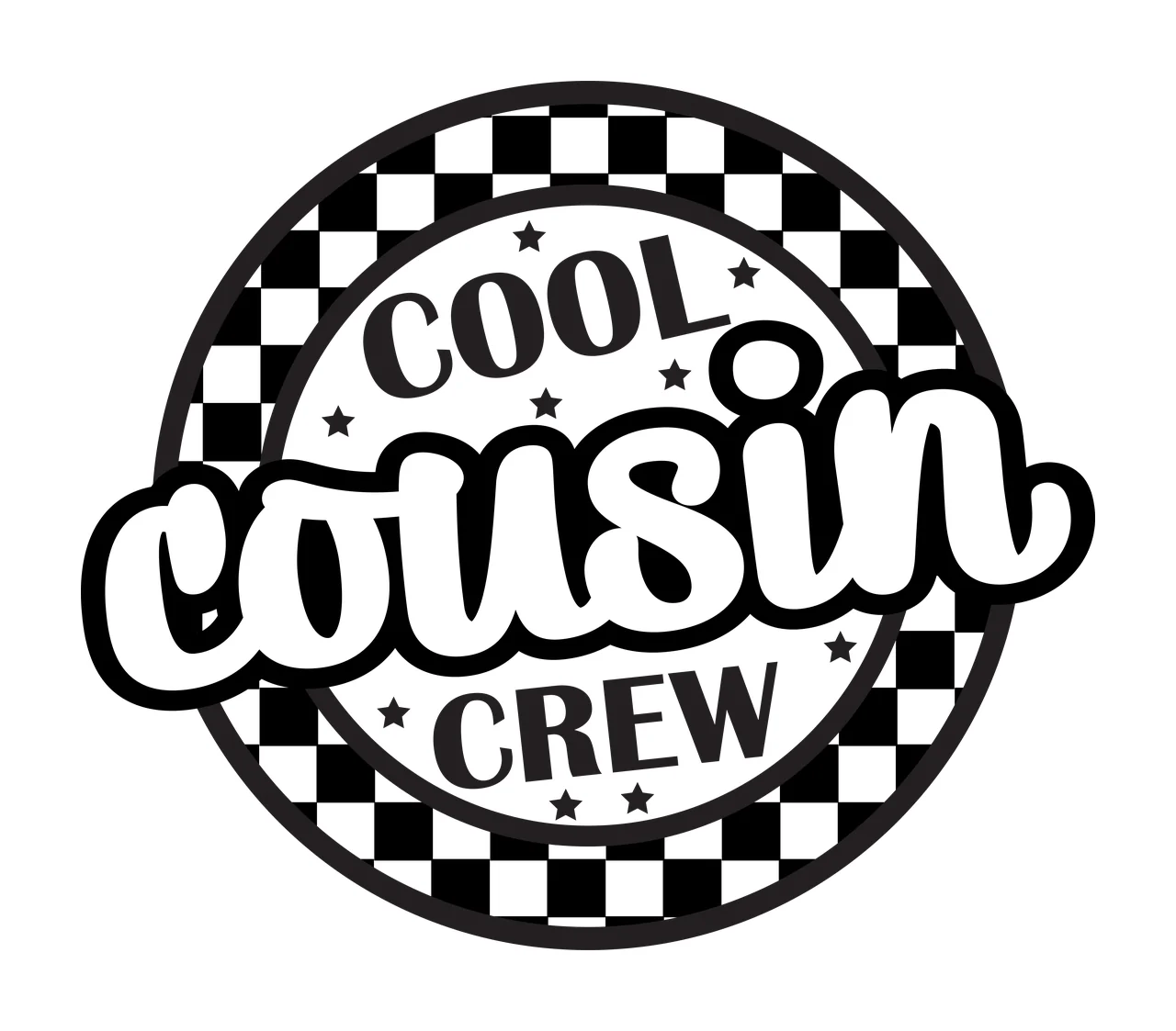 Cool Crew Round Badge Design presented circle stars black white