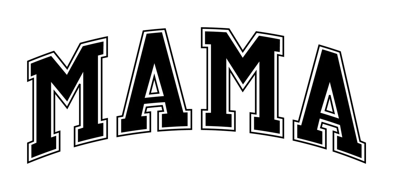 Mama Text With Outline And Black Featuring Typography
