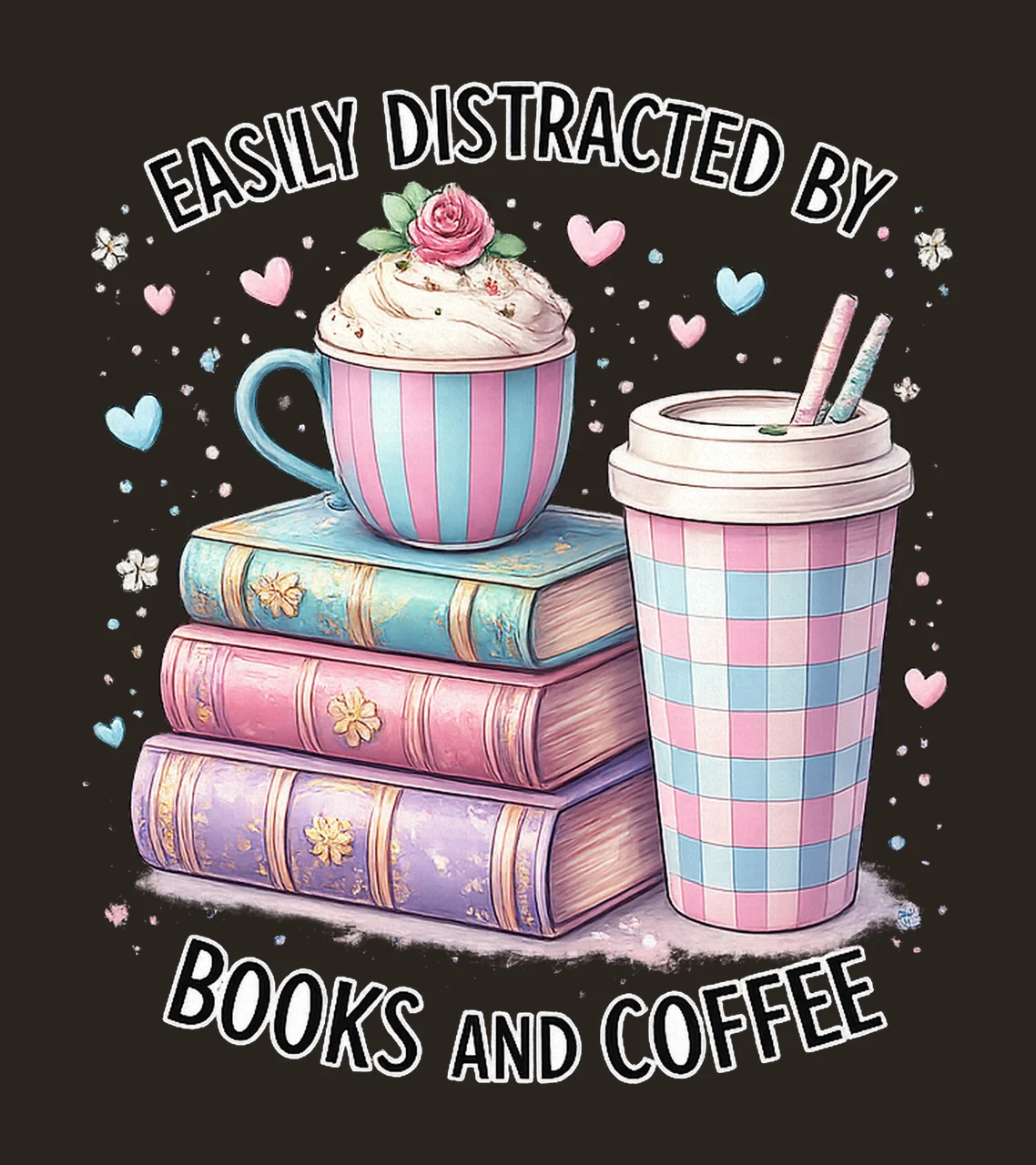 Book Coffee Reading Funny Book Lover Design Bookish Artwork contrast preview thumbnail