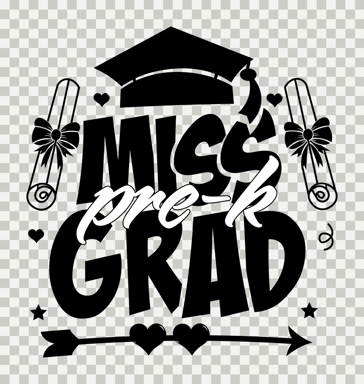 Miss Academic Cap Design graduation scrolls hearts stars arrow transparency and detail preview thumbnail