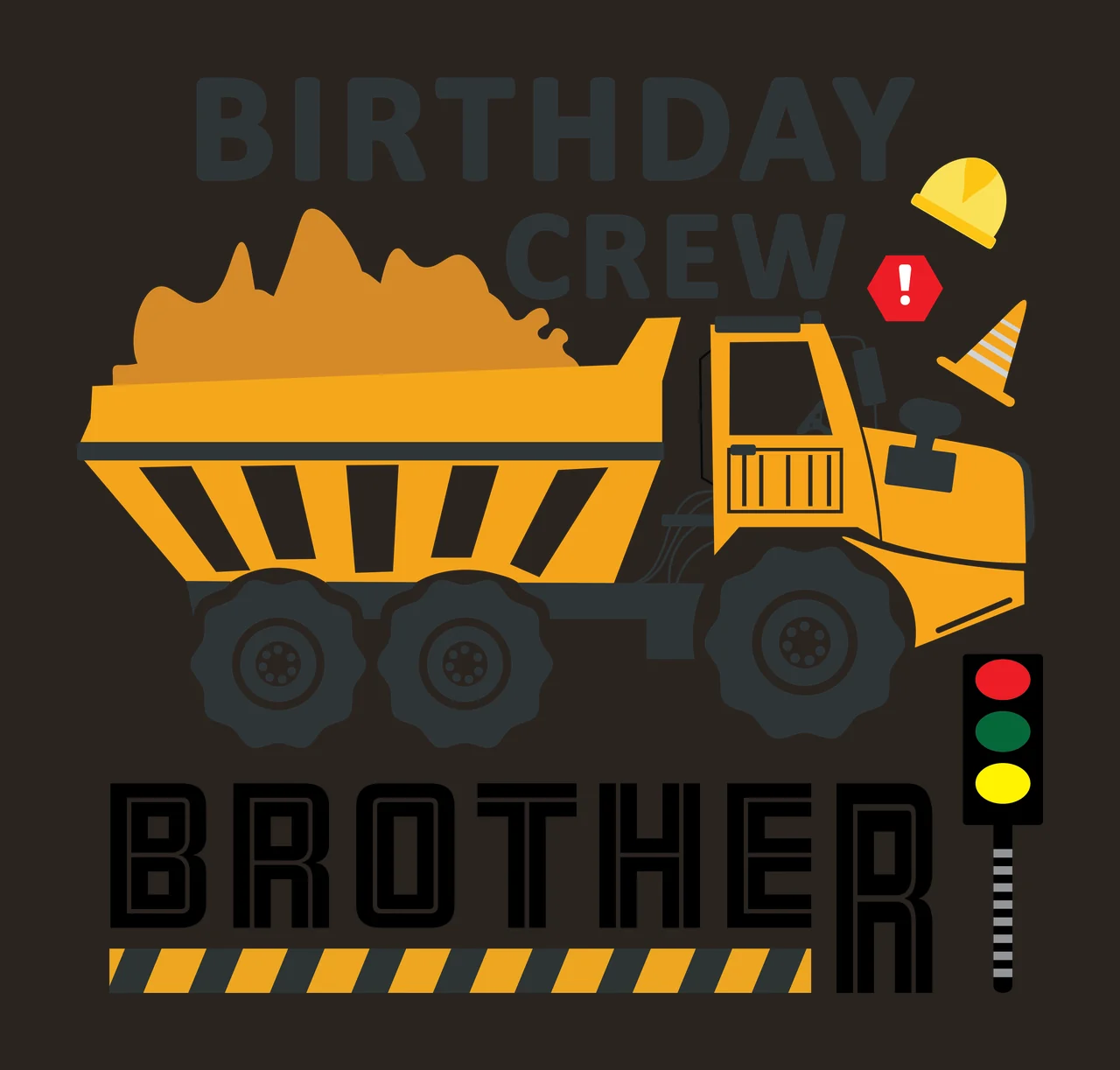 Birthday Construction Dump Truck Design hard hat traffic Variation contrast preview thumbnail