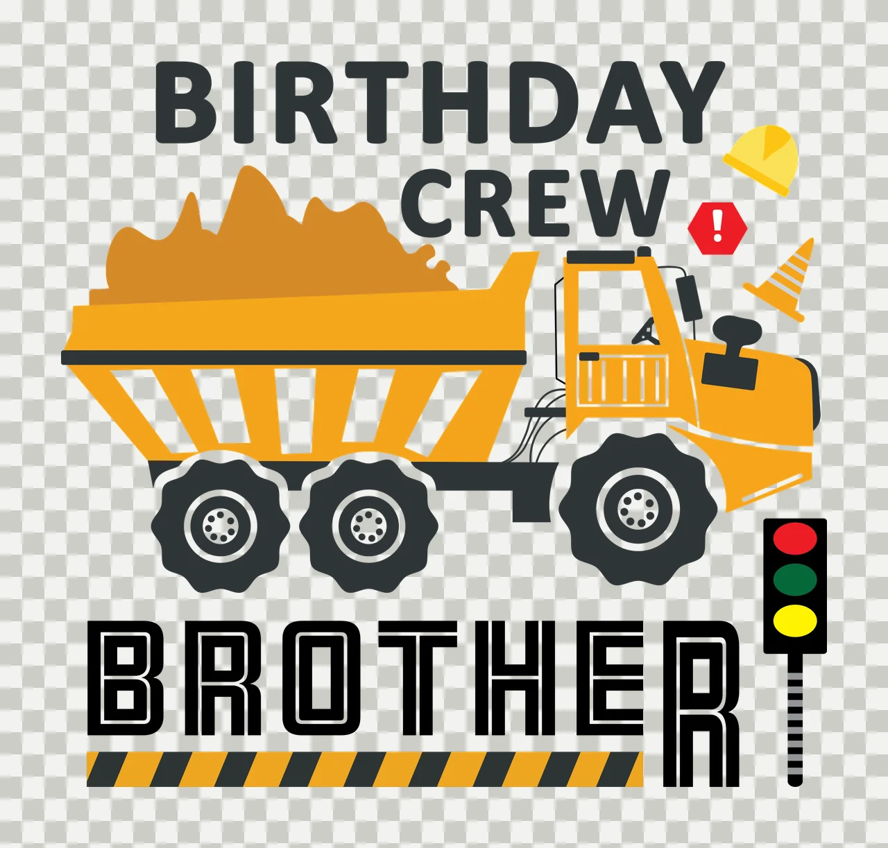 Birthday Construction Dump Truck Design hard hat traffic Variation transparency and detail preview thumbnail
