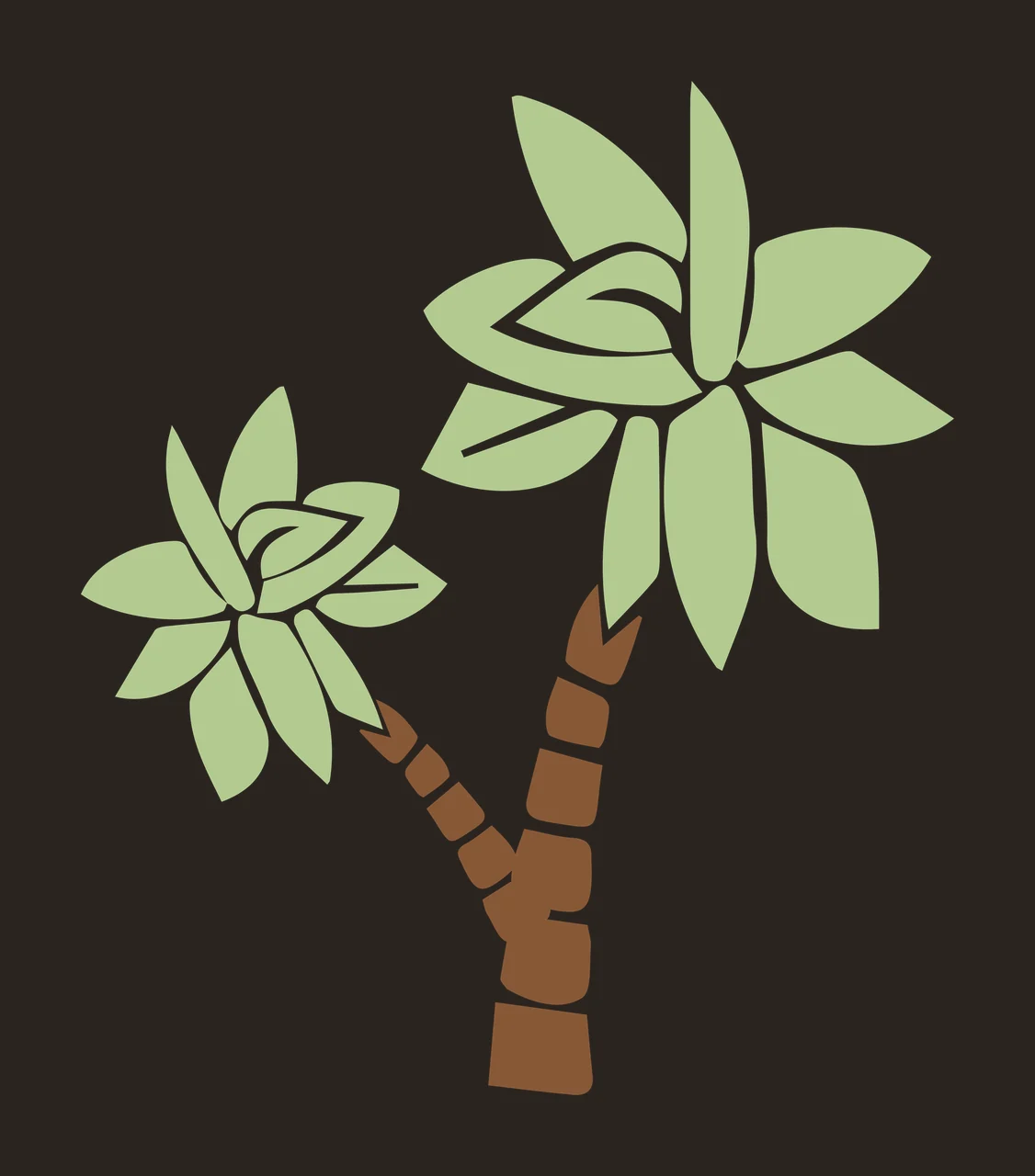 Two Abstract Palm Trees In A Minimalist Black Standing tree contrast preview thumbnail