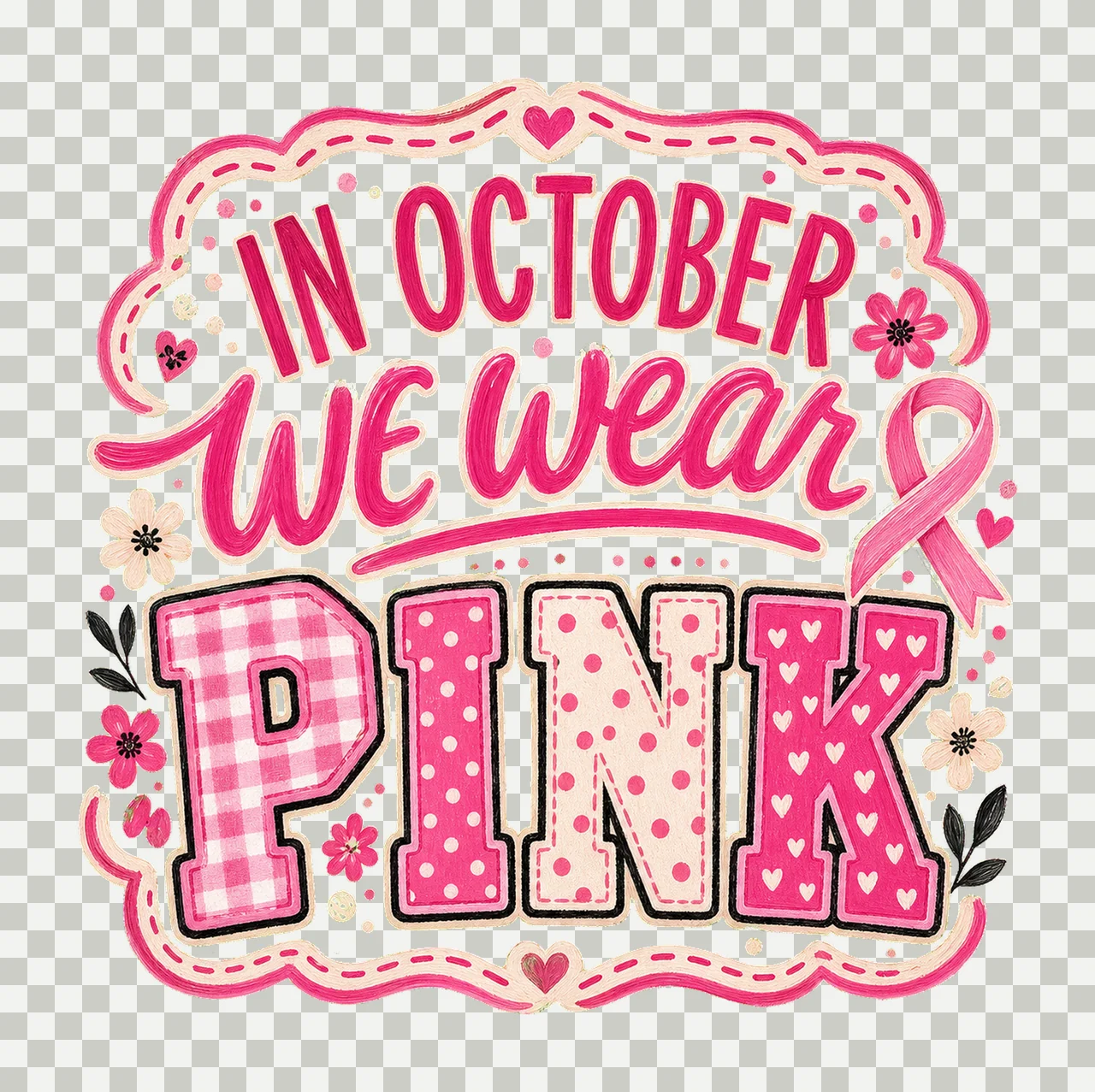 In October We Wear Pink Breast Cancer Awareness Variation B transparency and detail preview thumbnail