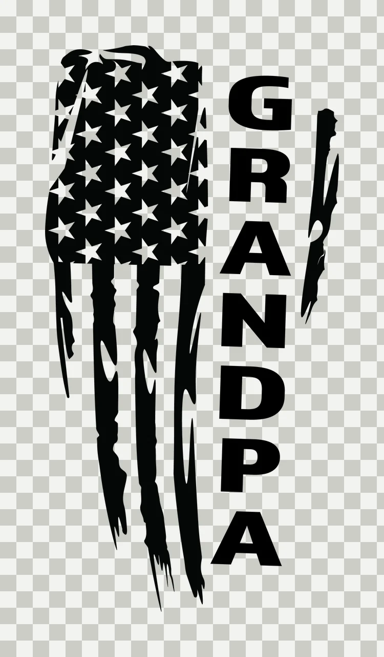 Grandpa American Flag Distressed Silhouette text and stars transparency and detail preview thumbnail