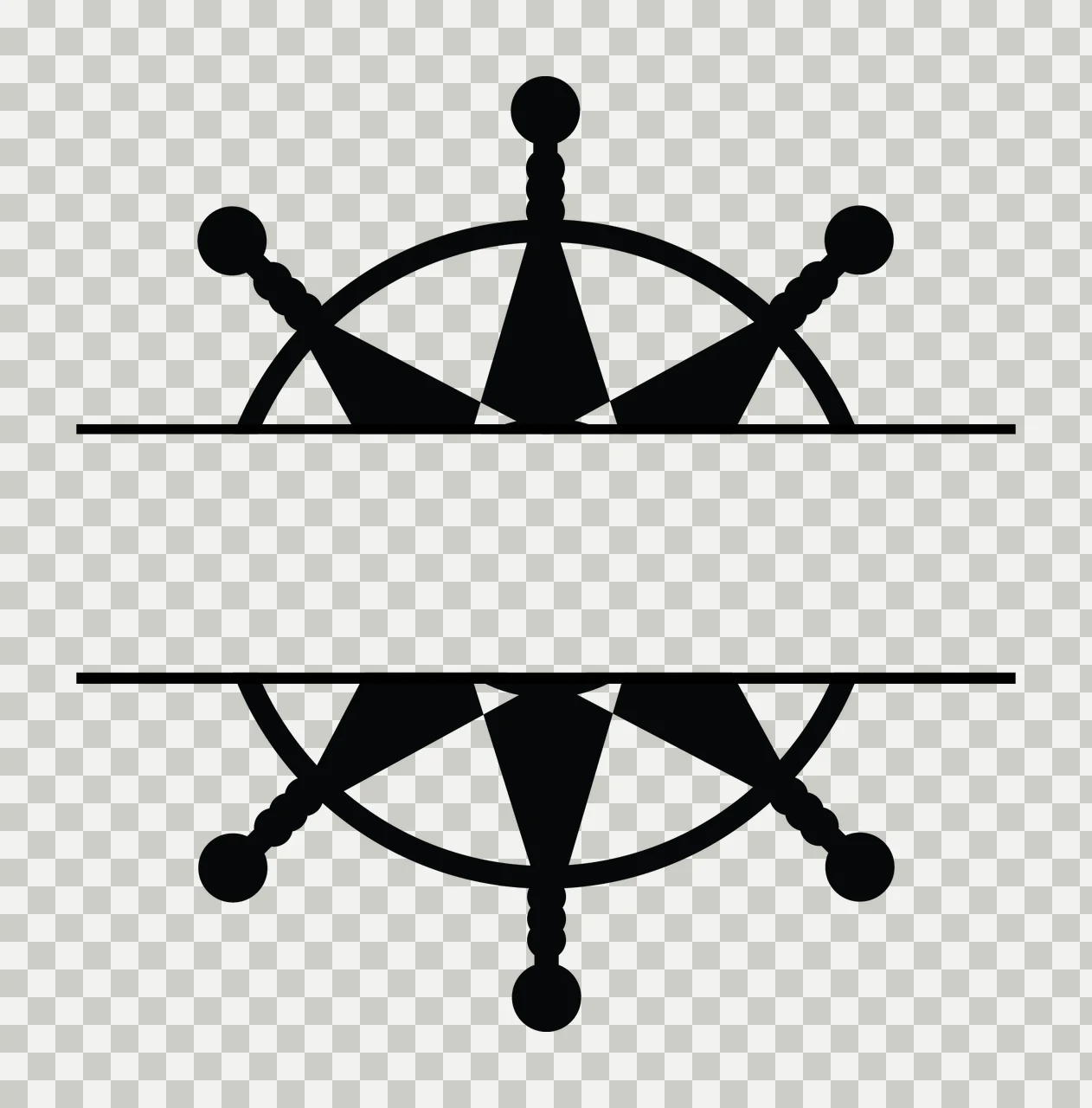 Ship Wheel With Spokes And Handles In Black transparency and detail preview thumbnail