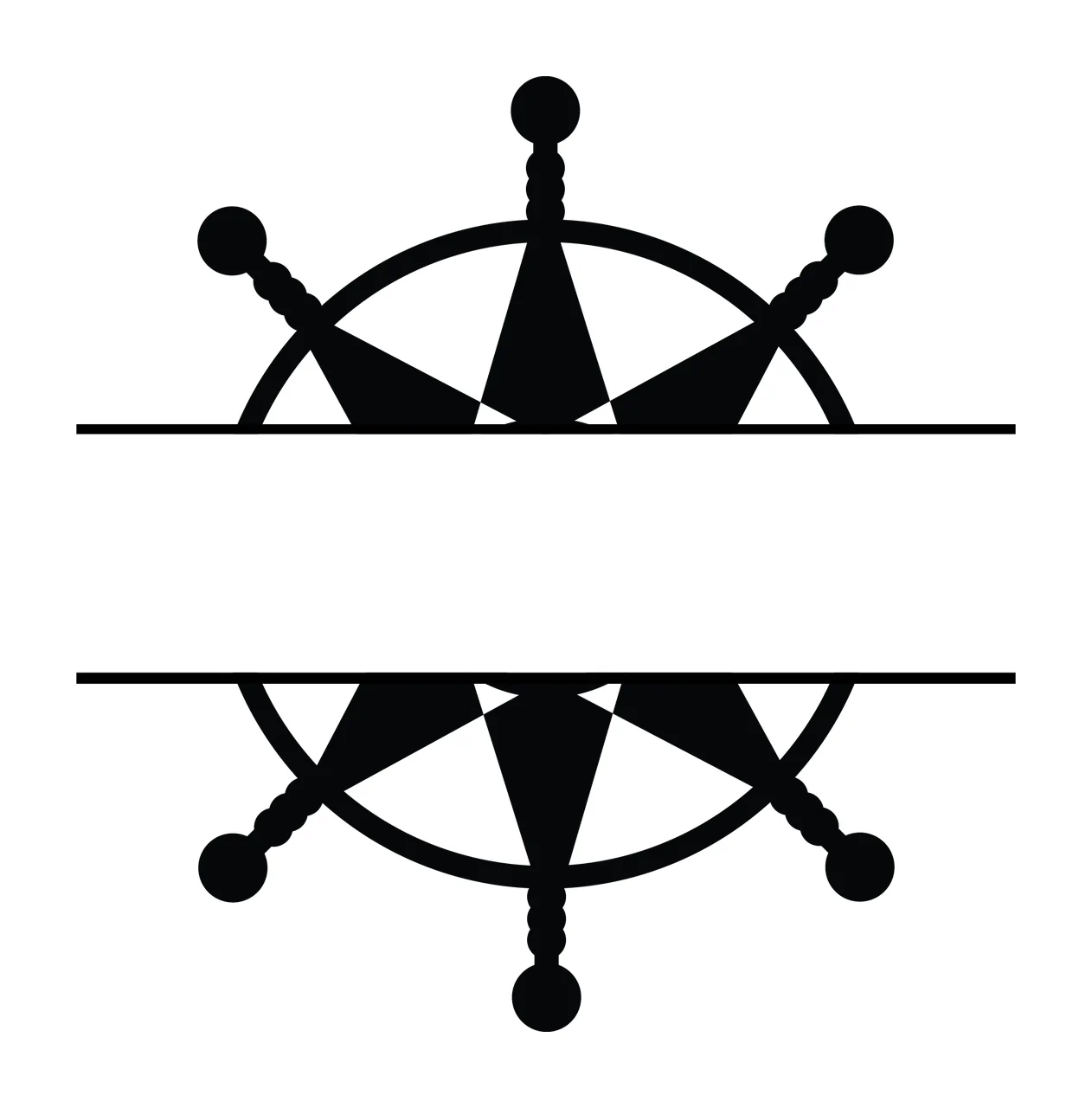 Ship Wheel With Spokes And Handles In Black