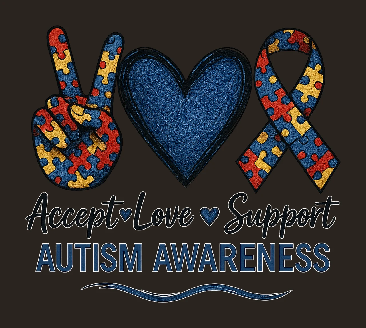 Autism Awareness Accept Love Understand Glitter Design contrast preview thumbnail