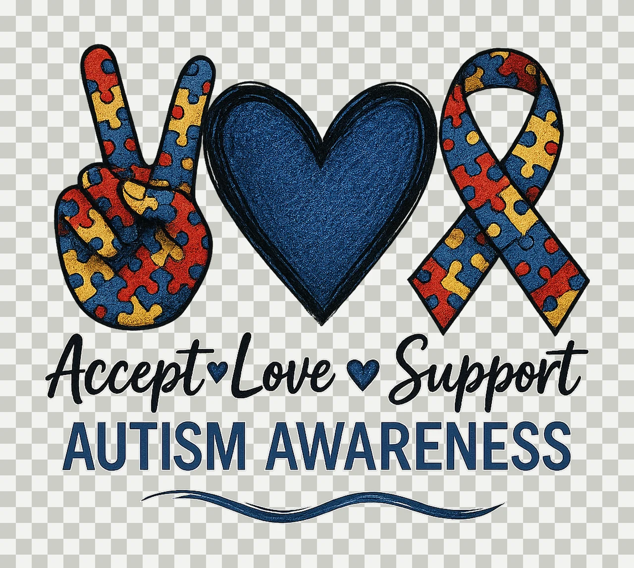 Autism Awareness Accept Love Understand Glitter Design transparency and detail preview thumbnail