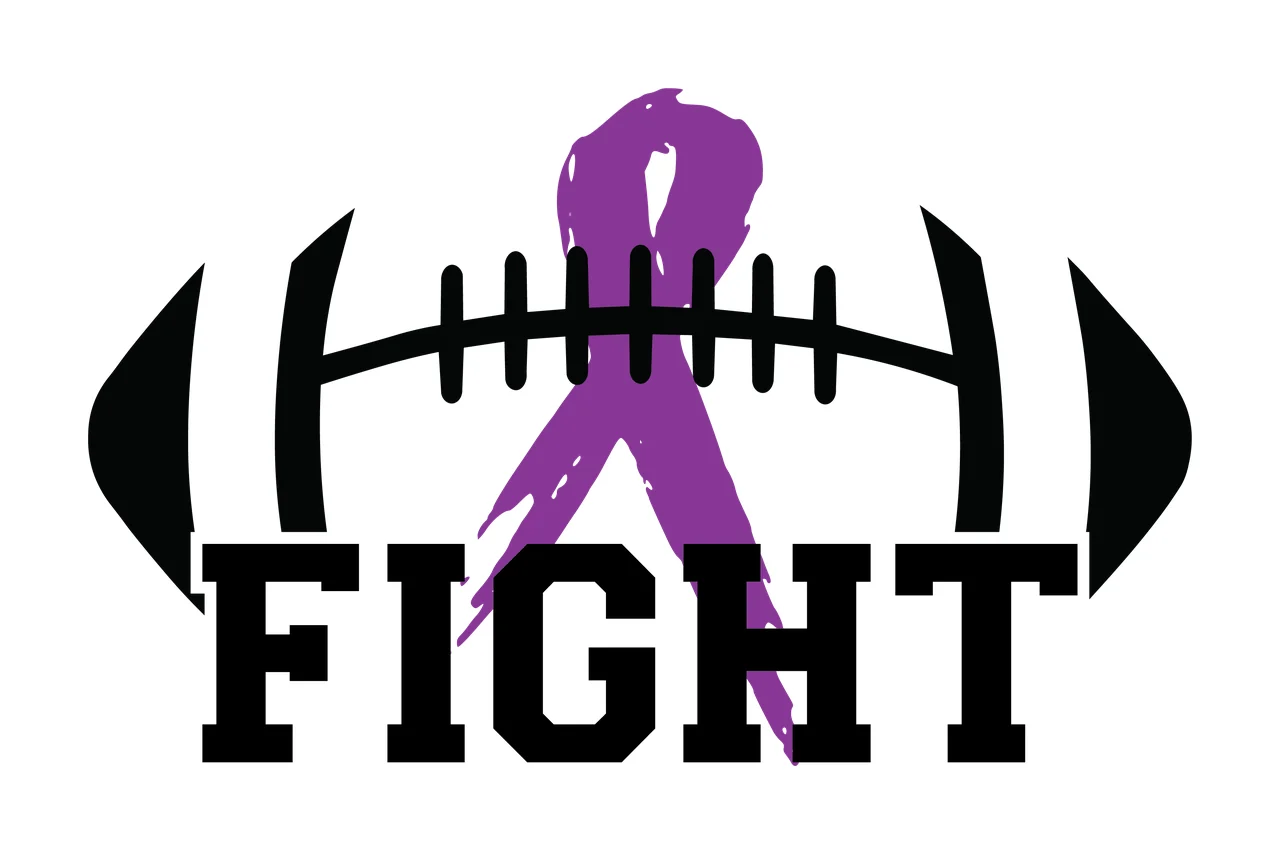 Awareness Fight Text With Football Ribbon Graphic