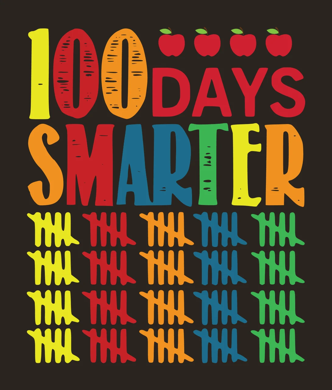 Of School 100 Days Smarter Chalkboard Style Text apples tally marks contrast preview thumbnail