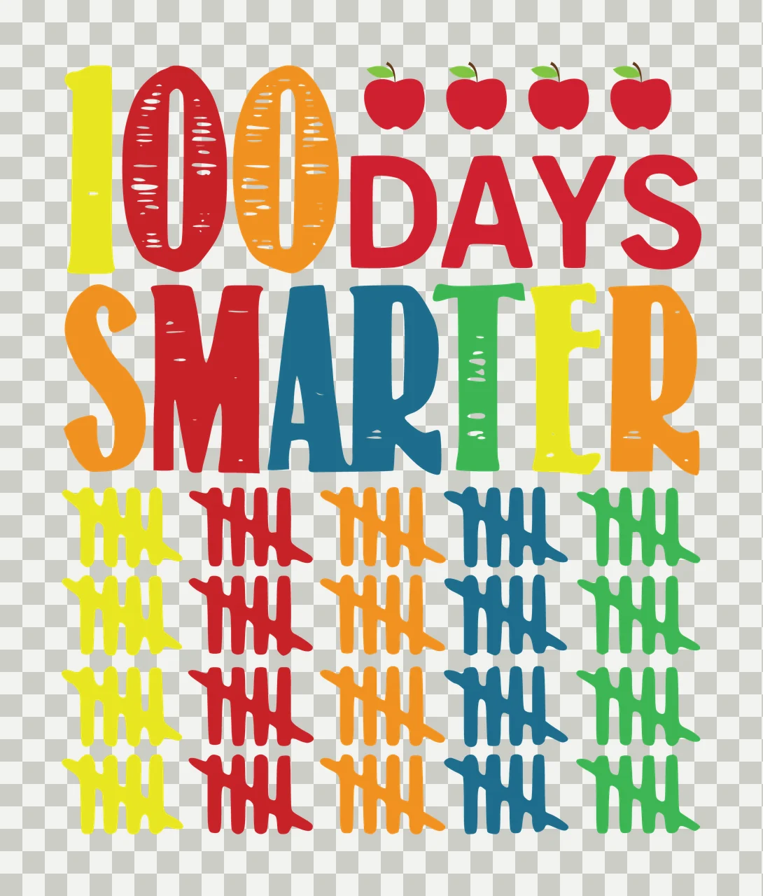 Of School 100 Days Smarter Chalkboard Style Text apples tally marks transparency and detail preview thumbnail