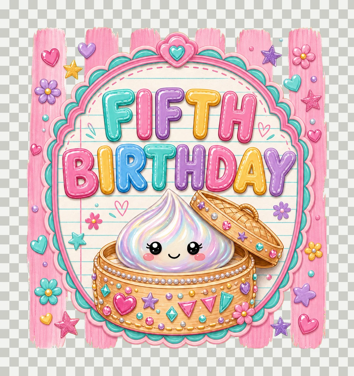 Cute Dumpling Birthday sublimation instant shirt Variation C transparency and detail preview thumbnail