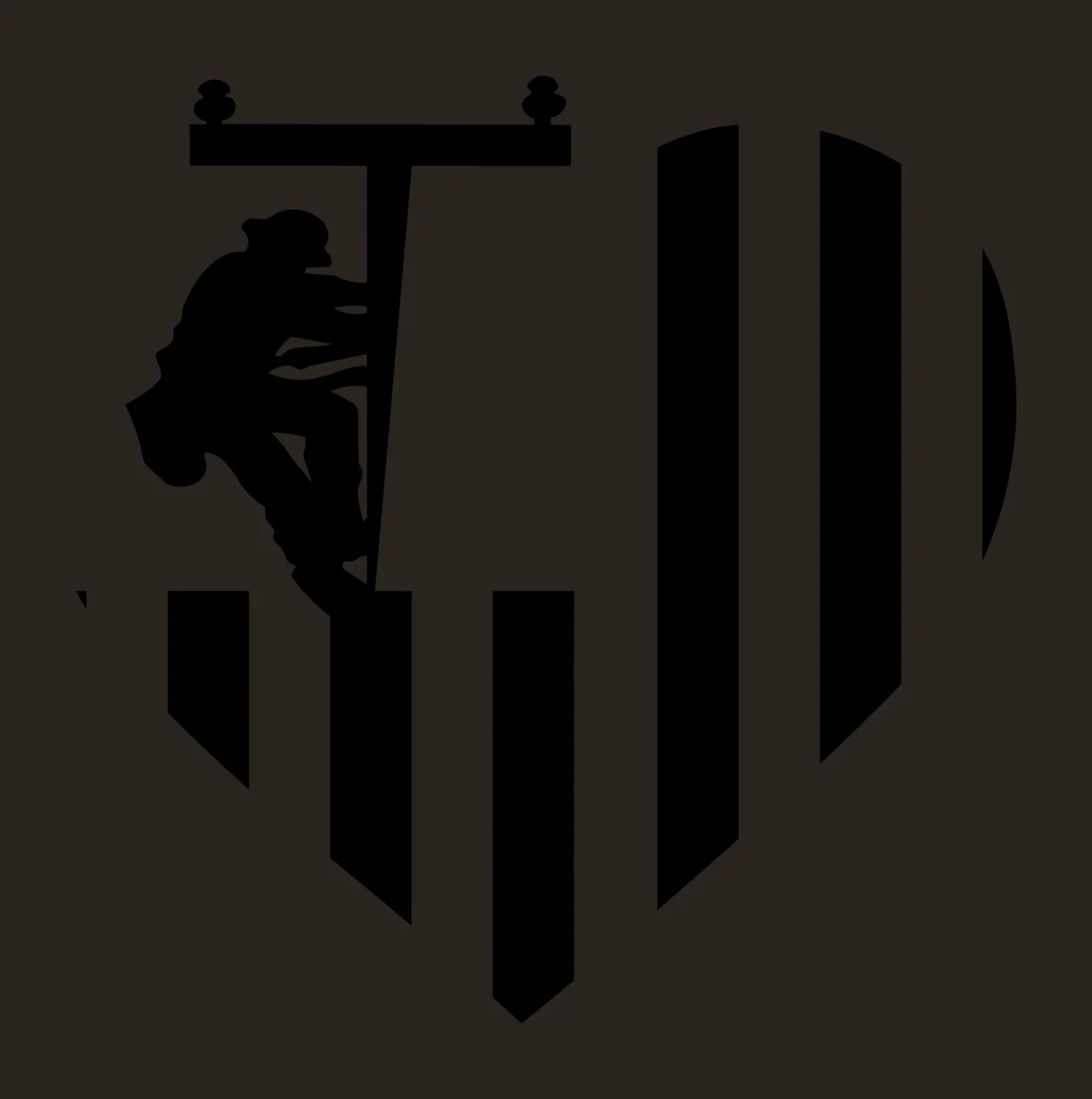 Heart Worker On Power Line Pole Inside Shape climbing striped pattern contrast preview thumbnail
