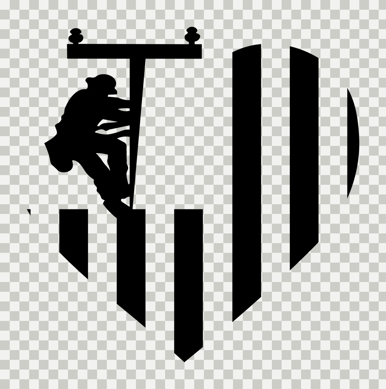 Heart Worker On Power Line Pole Inside Shape climbing striped pattern transparency and detail preview thumbnail