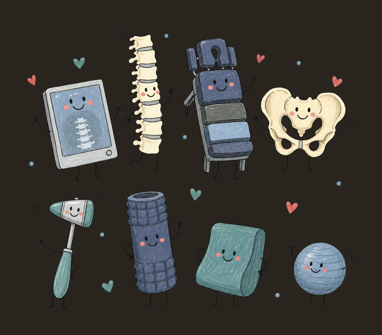 Chiropractor Occupation Doodles Cute Variation B contrast preview thumbnail
