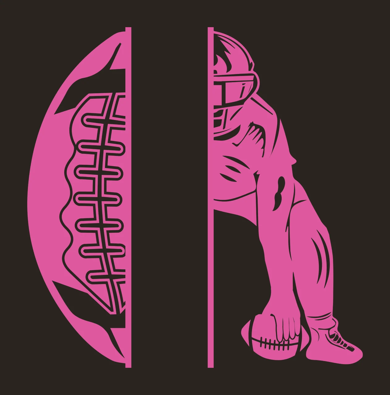 Football Player And Ball Split Design holding stencil silhouette contrast preview thumbnail