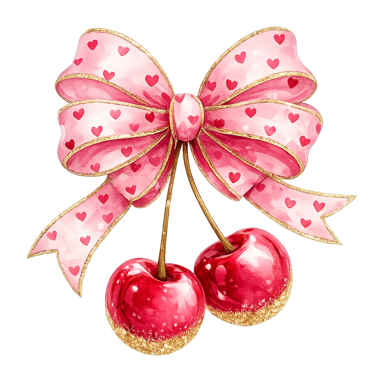 Cute Coquette Cherry Cherries with Bow DTF Design Trendy