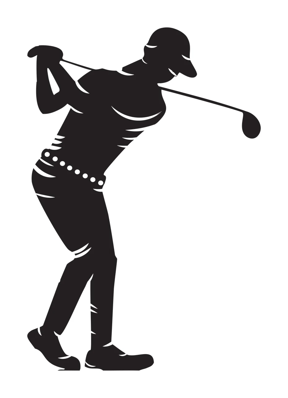 Golf Black Silhouette Of A Golfer Swinging Club white swing
