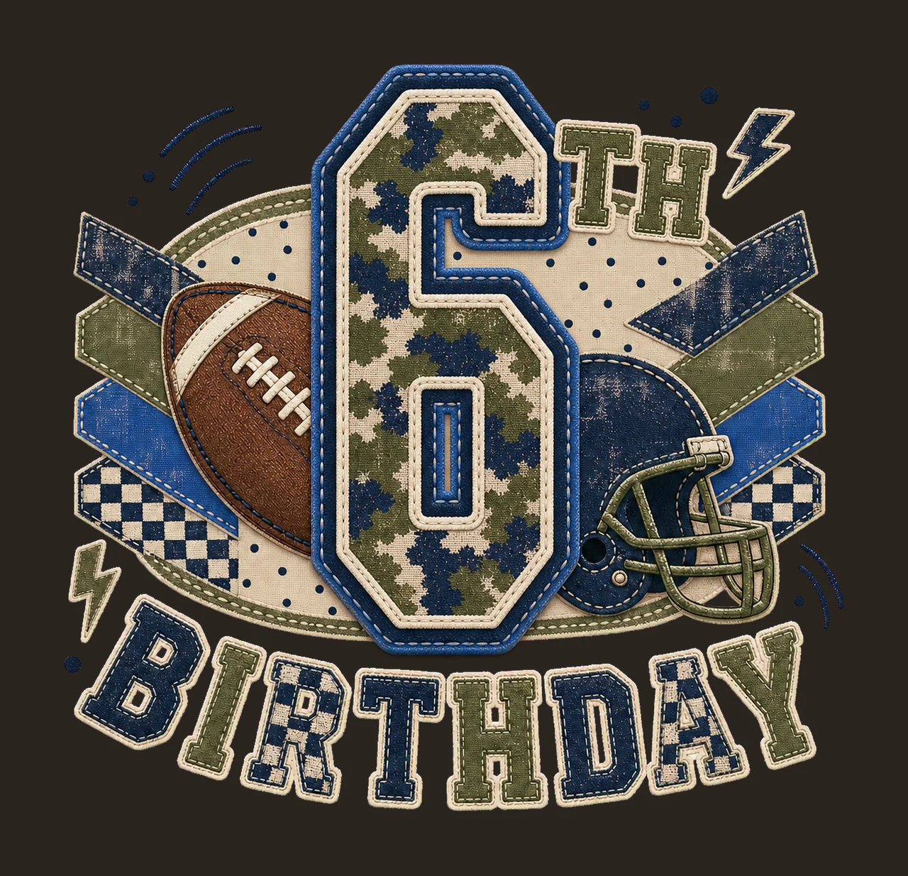 Star Camo Football Birthday age 06 contrast preview thumbnail