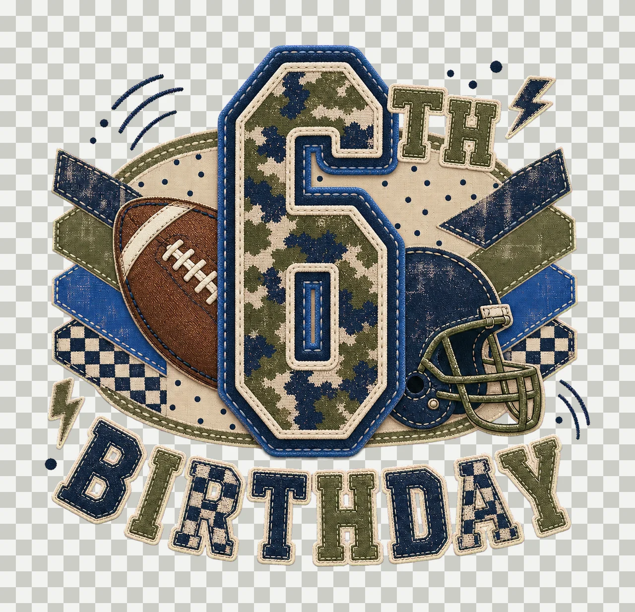 Star Camo Football Birthday age 06 transparency and detail preview thumbnail