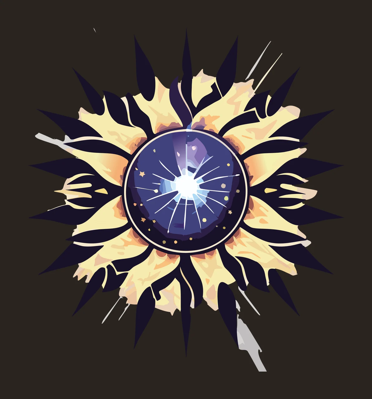 Spiked Circular Icon With Central Eye spikes circle tribal tattoo contrast preview thumbnail