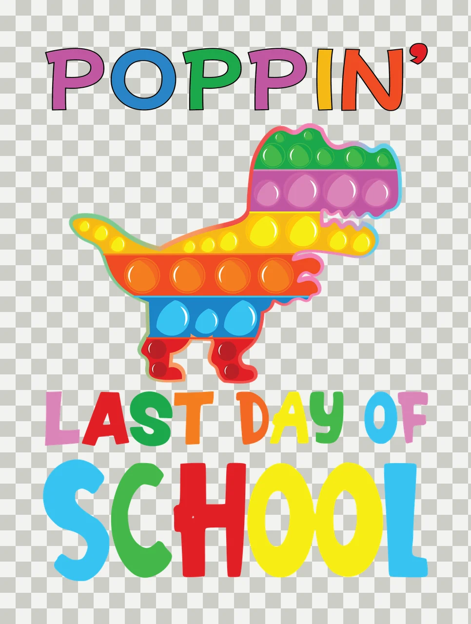 Poppin Last Day Of School Text dinosaur silhouette black white transparency and detail preview thumbnail