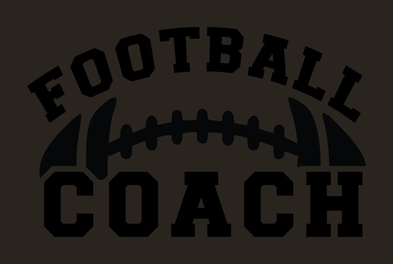 Football Coach Text Logo For With A Ball silhouette black white contrast preview thumbnail